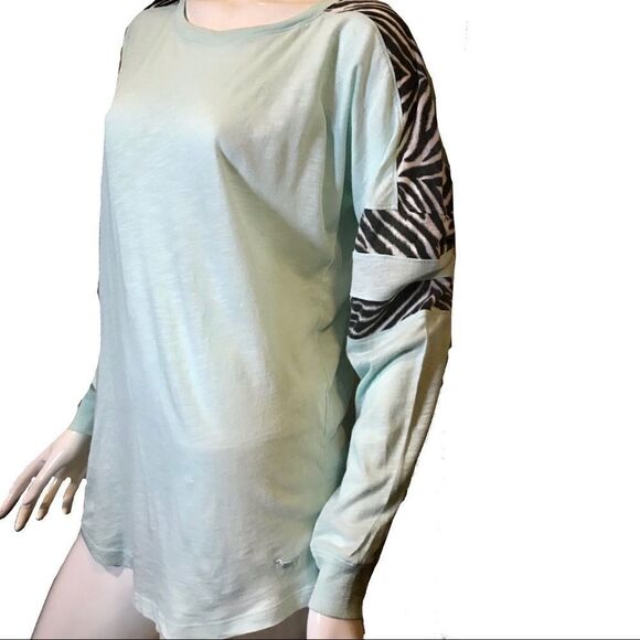 Pink Victoria's Secret Zebra Crewneck Long Sleeve Mint Green - Picture 8 of 14